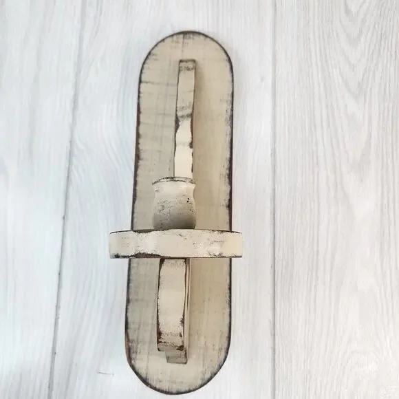 Homemade 15" Privative Wall Sconce Wood Taper Candle Gray Distressed Farmhouse - Picture 2 of 8